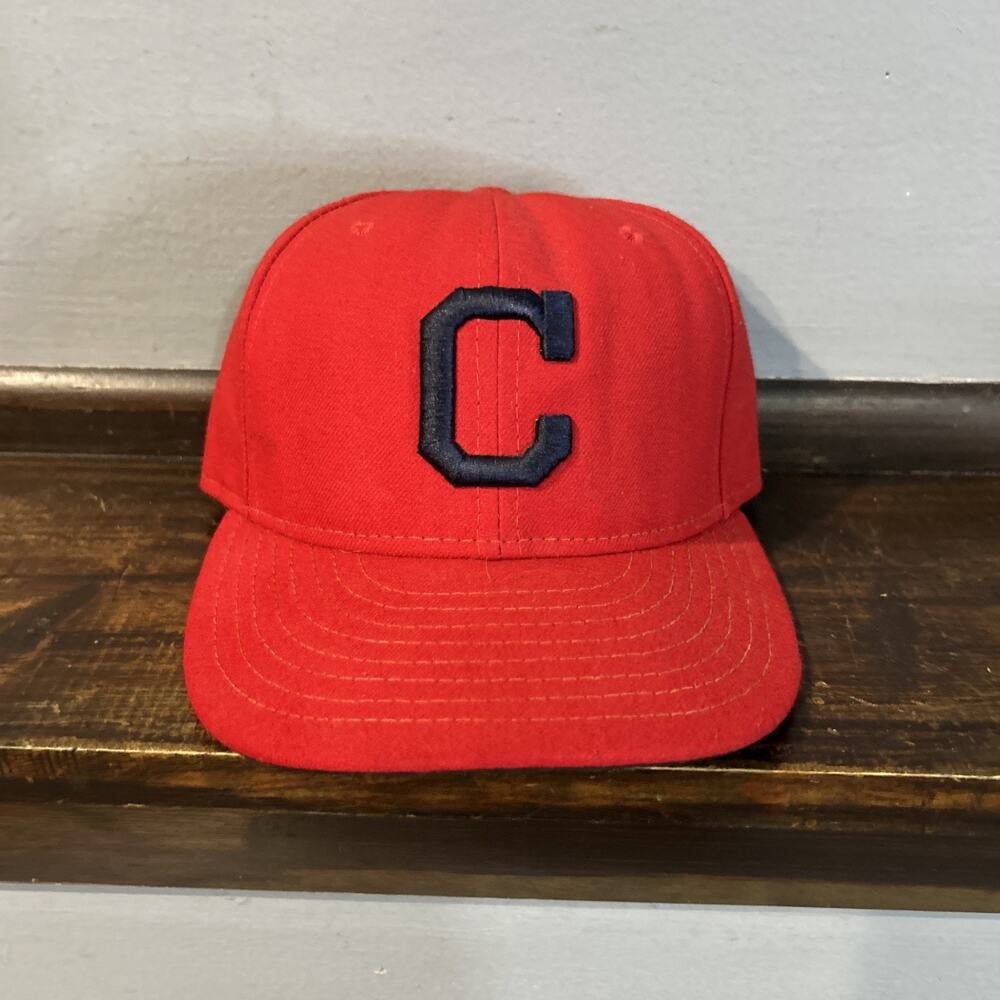 Cleveland Indians Hat Cap Fitted 7 1/4 Red Blue Cool Base New Era USA Made